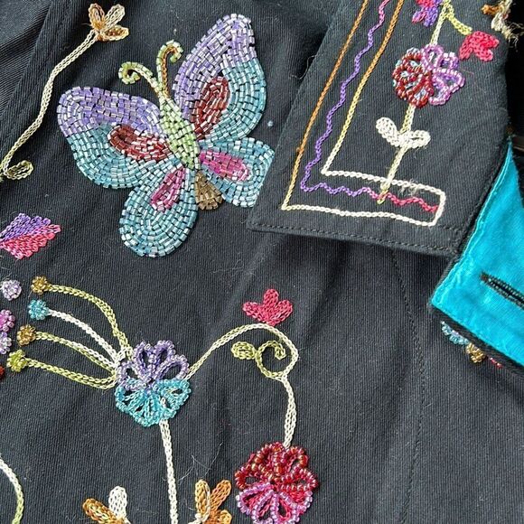 Quacker Factory Butterflies and Flowers Jacket and shirt Set Woman’s Large Beade - Picture 14 of 15